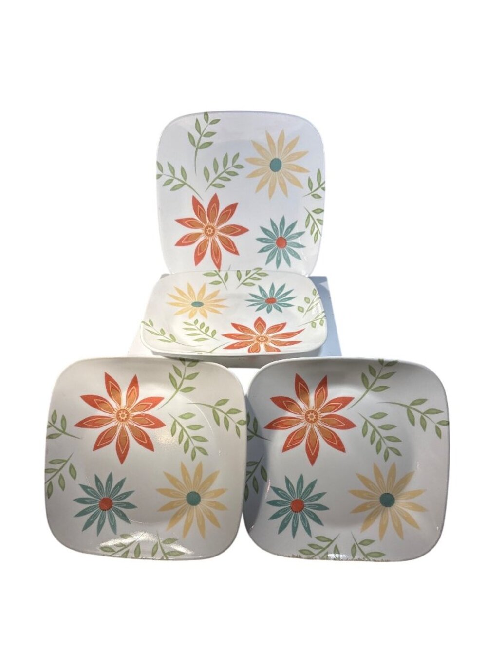 Corelle Saure Luncheon Plates Happy Days 9" Lot of 4 Floral Flowers Retired